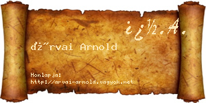 Árvai Arnold névjegykártya